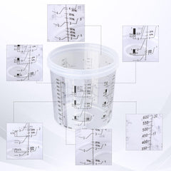 Zeinlenx cup shows clear graduations for precise mixing.