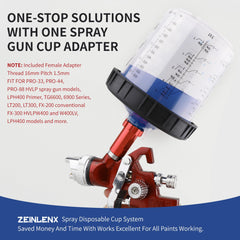 Zeinlenx hard cup with retainer ring provides stable spraying.