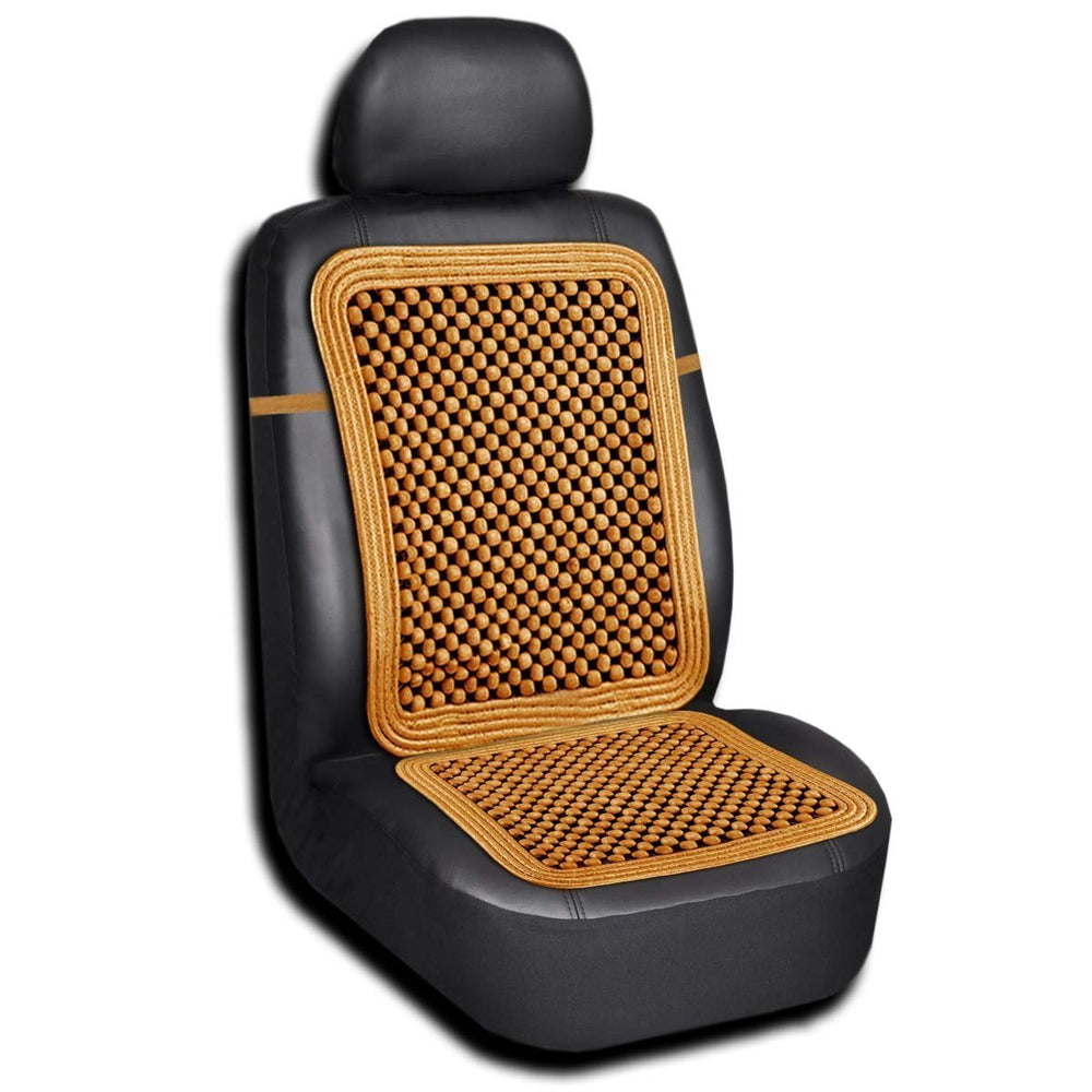 Zento Deals natural wood beaded seat cover providing back massage during drives