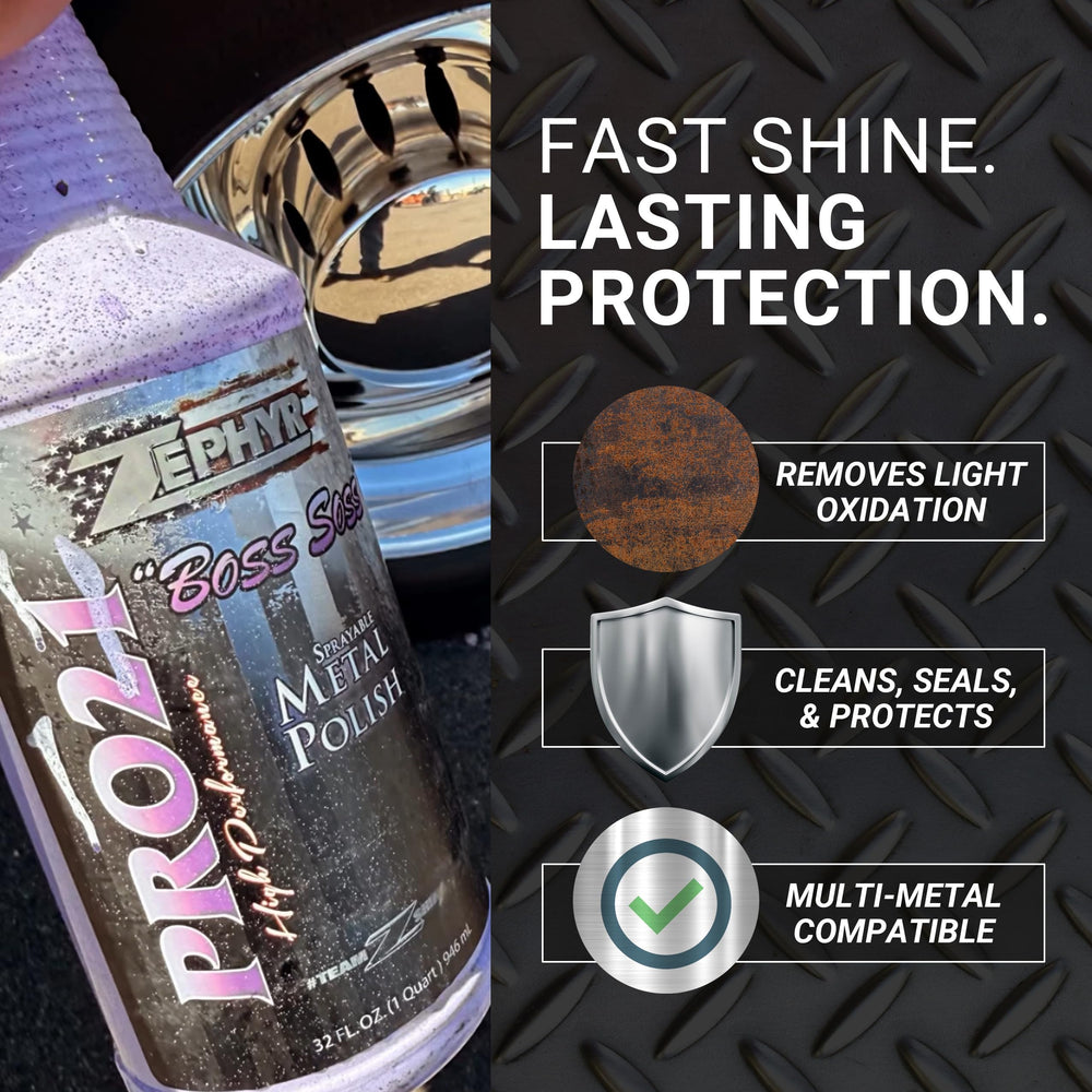 Zephyr Pro 21 Boss Soss on chrome bumper for showroom shine