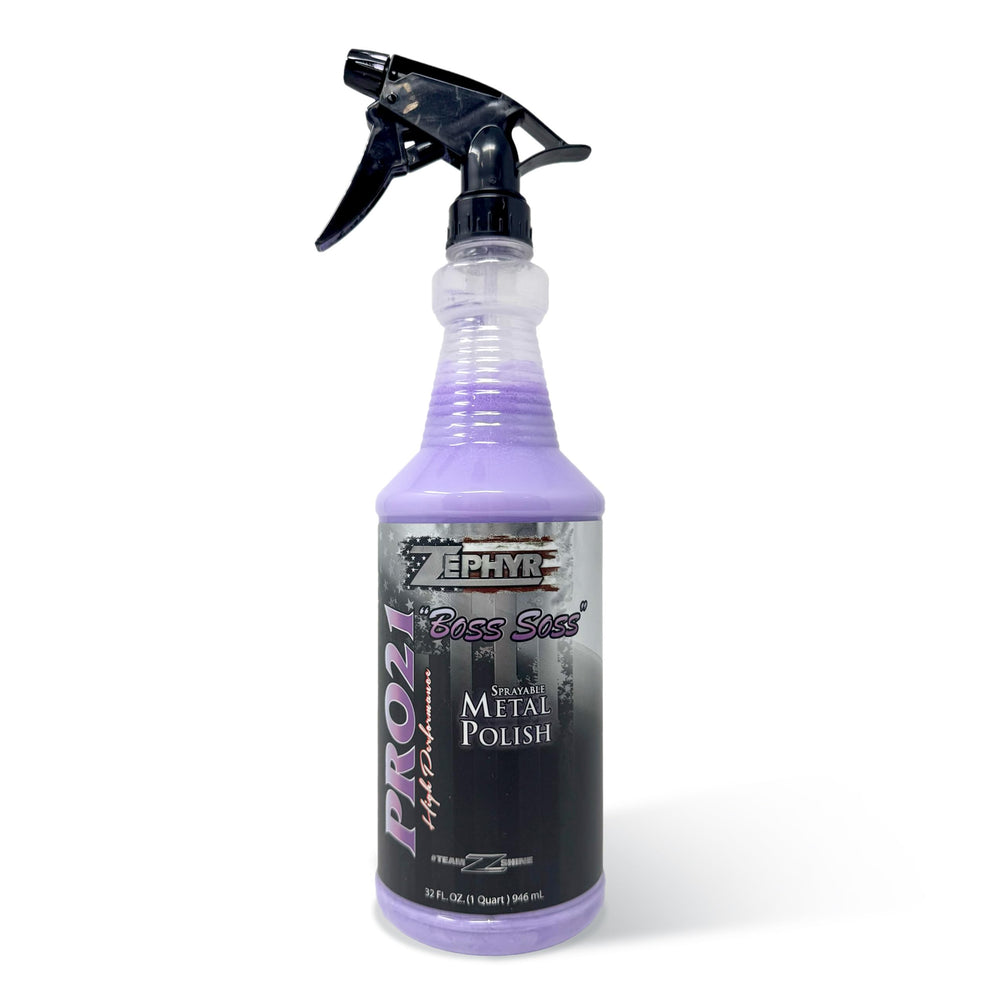 Zephyr Pro 21 Boss Soss sprayable polish bottle close-up for convenient application