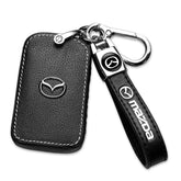 ZERAL key fob case in black with side-4 button protects Mazda Atenza keys from scratches