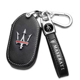 ZERAL leather key fob cover for Maserati Quattroporte, front view protects against scratches