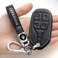 ZERAL leather key fob cover close-up showing protective shell and texture