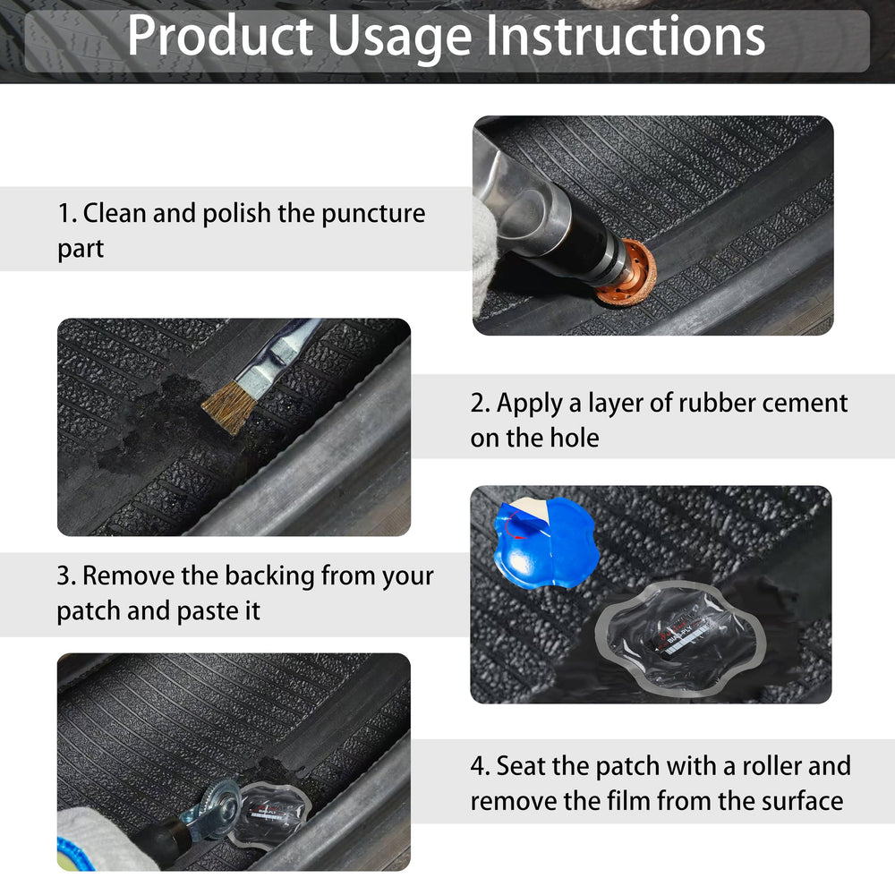 ZERINT bias-ply patch in use demonstrates nailhole reinforcement on tubeless tires