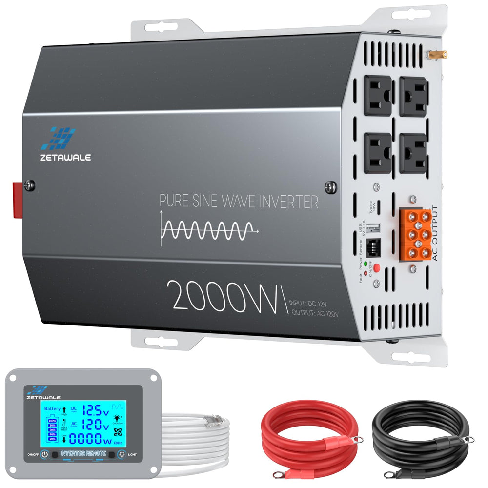 ZETAWALE 2000W inverter front view for compact off-grid setups