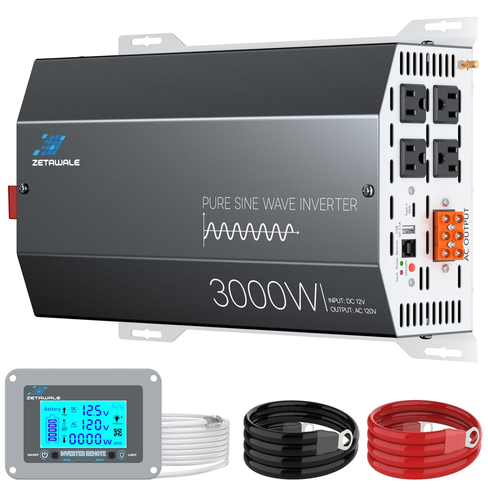 ZETAWALE 3000W inverter front view powering essential devices safely