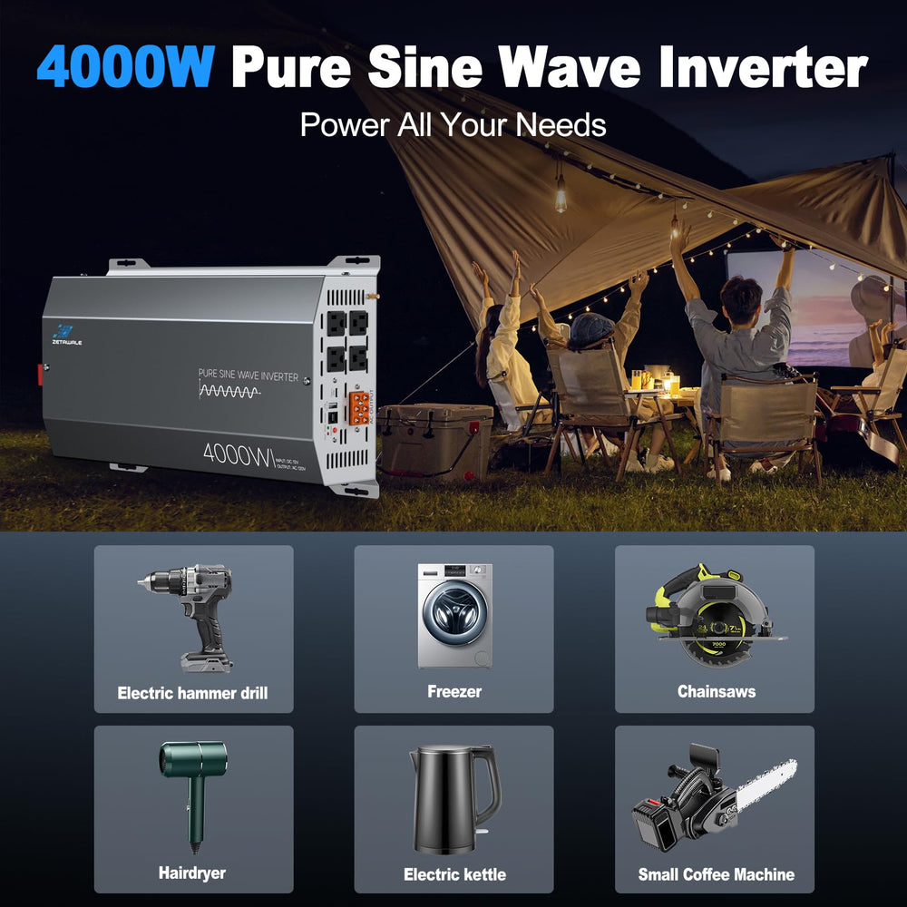 ZETAWALE 4000W inverter four AC outlets for multiple devices