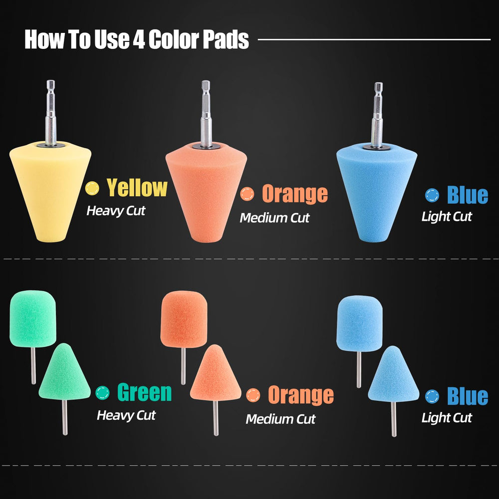 ZFE orange T60 cone for mid-level polishing on fenders and hubs.