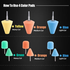 ZFE orange T60 cone for mid-level polishing on fenders and hubs.