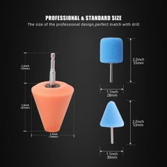 ZFE yellow T80 cone for coarse polishing on curved wheel surfaces.