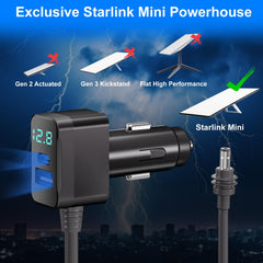 Dual charging capability with USB-C PD and USB-A QC complements Starlink use