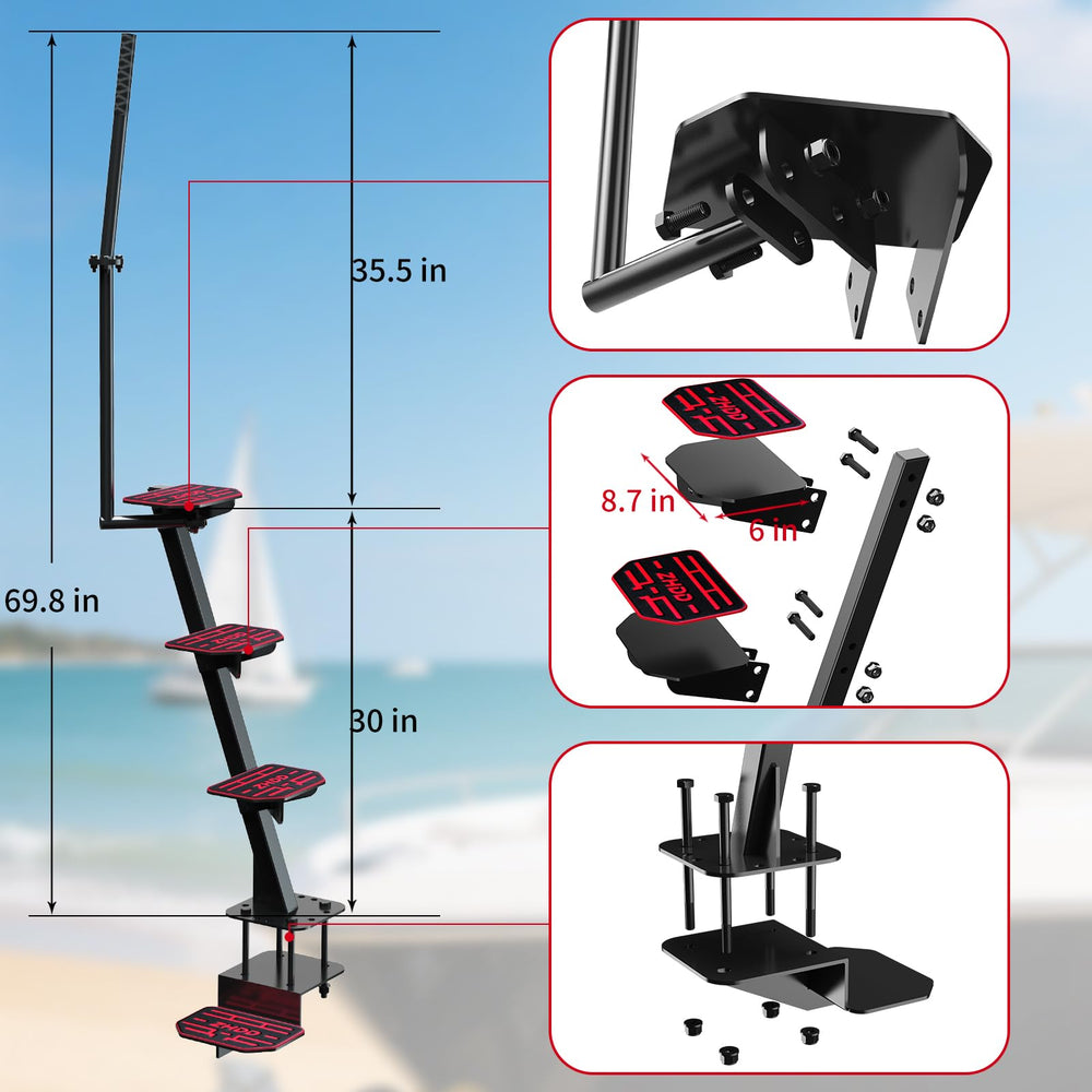 ZHDD Boat Trailer Steps featuring EVA anti-slip mat for steady footing