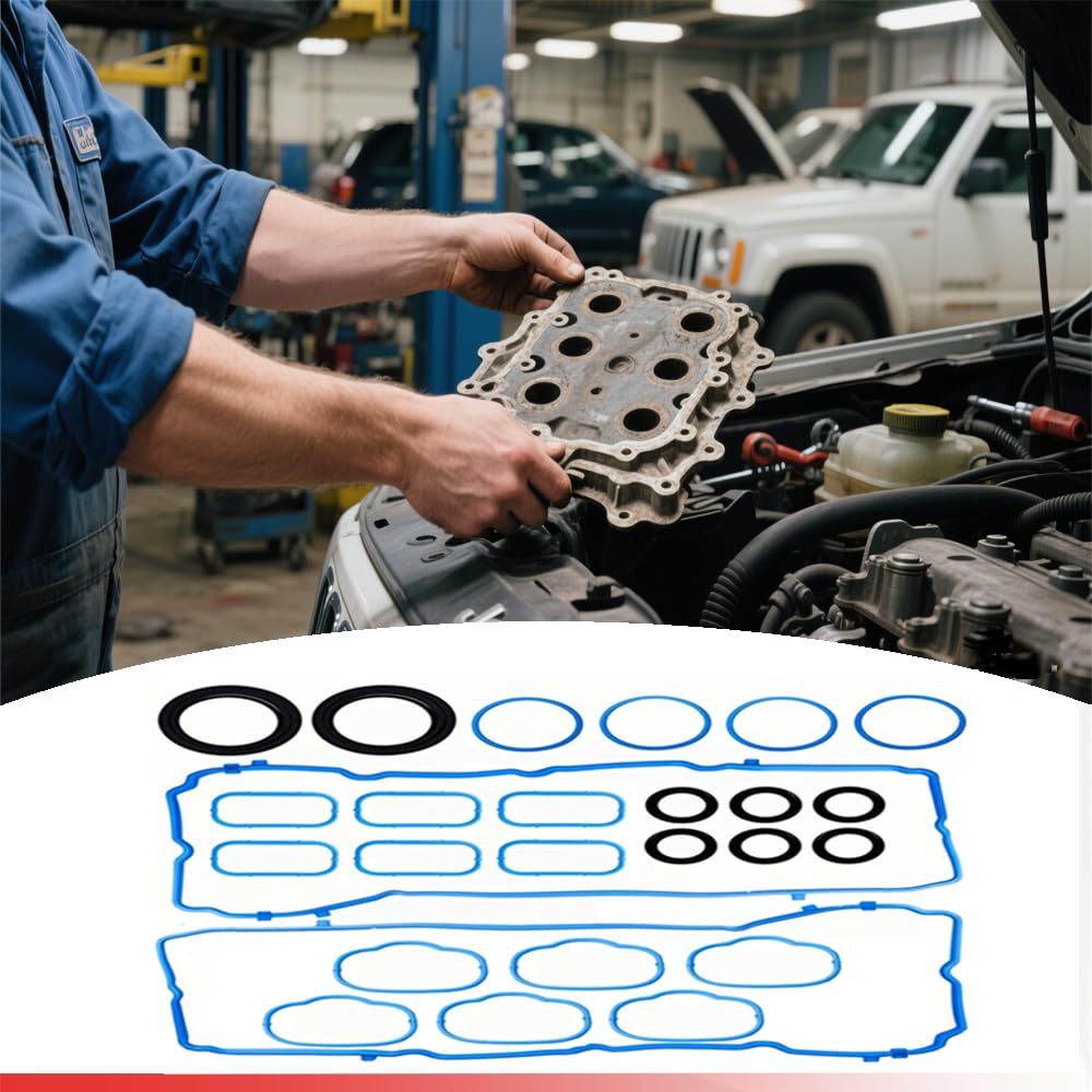 ZHXZLJC engine gasket package close-up revealing integrated grommets and design features.