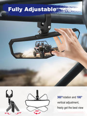 ZIDIYORUO UTV mirror 10x3.5 inch wide viewing area for better visibility
