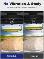 Wide 10.2 by 3.7 inch convex mirror minimizes blind spots.