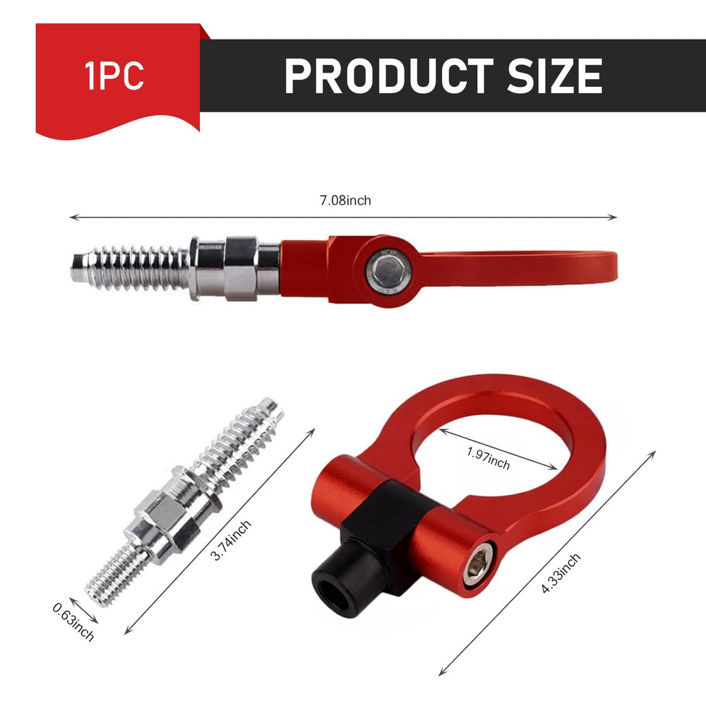 Zigeiya alloy tow hook in red adds sporty style and towing readiness.