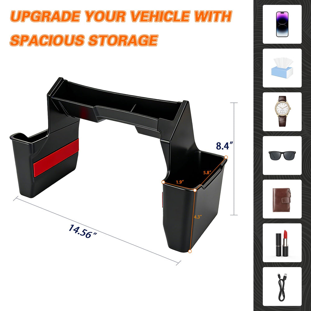 Zihvfzu gear-shift organizer side tray close-up shows anti-slip design