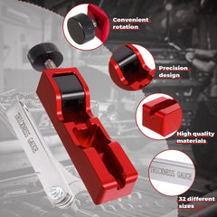 Zihvfzu red spark plug gap tool on a workbench for garage use