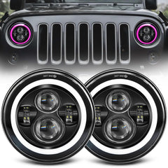 ZIMABLUE 7-inch LED headlights with pink halo for enhanced nighttime visibility