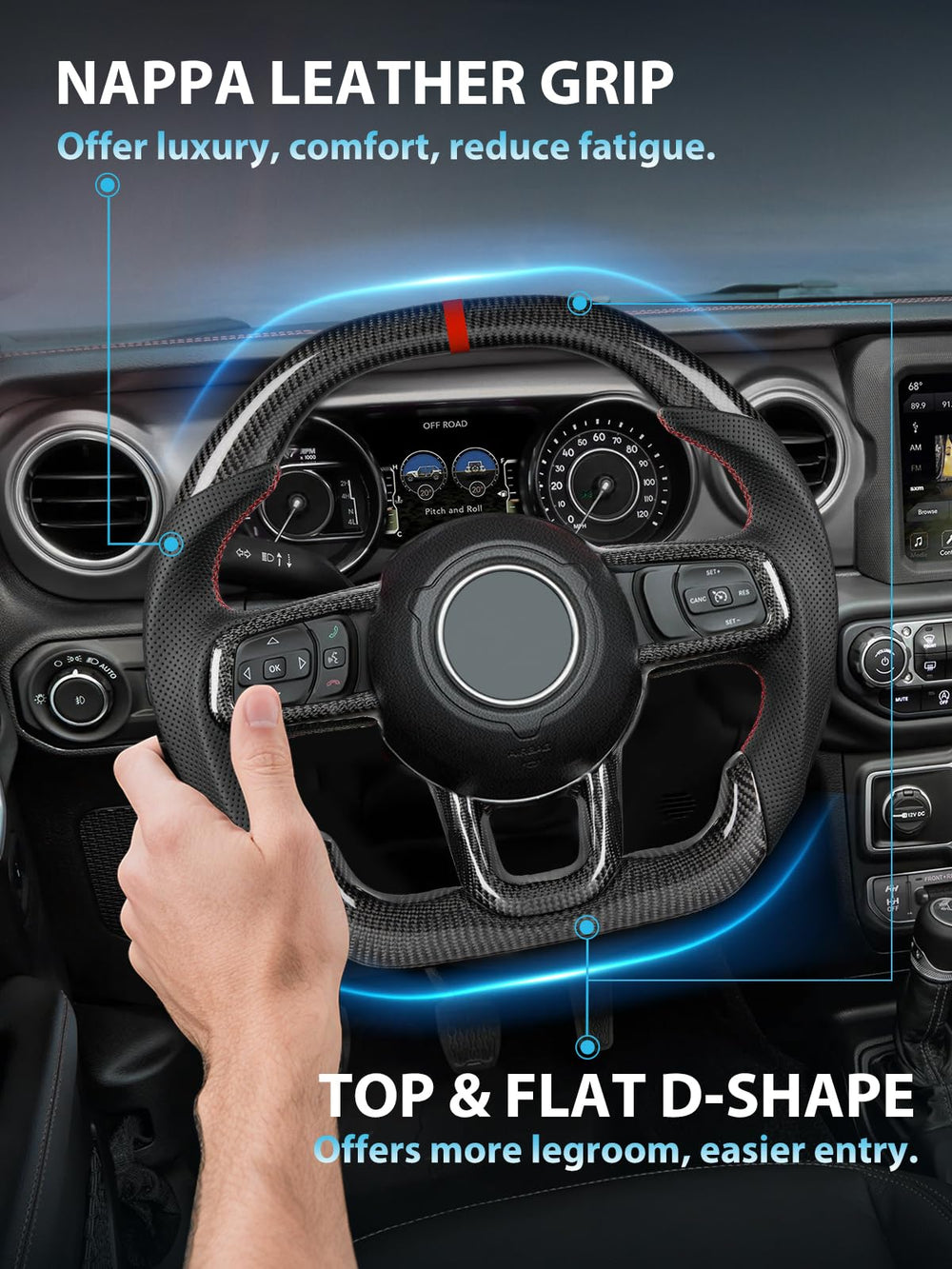 ZIMABLUE black Nappa leather grip for premium touch and breathability