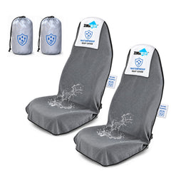 ZIMABLUE front-seat-cover waterproof 3-layer design protects upholstery from spills and sweat.
