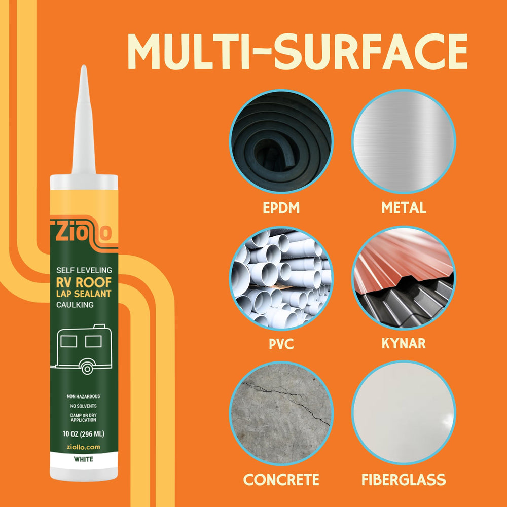 Ziollo sealant around a fiberglass seam during DIY repair.