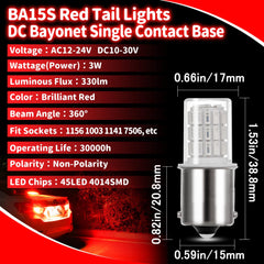 Ziomitus red LED bulb with 360-degree beam for clear daytime running and signaling.