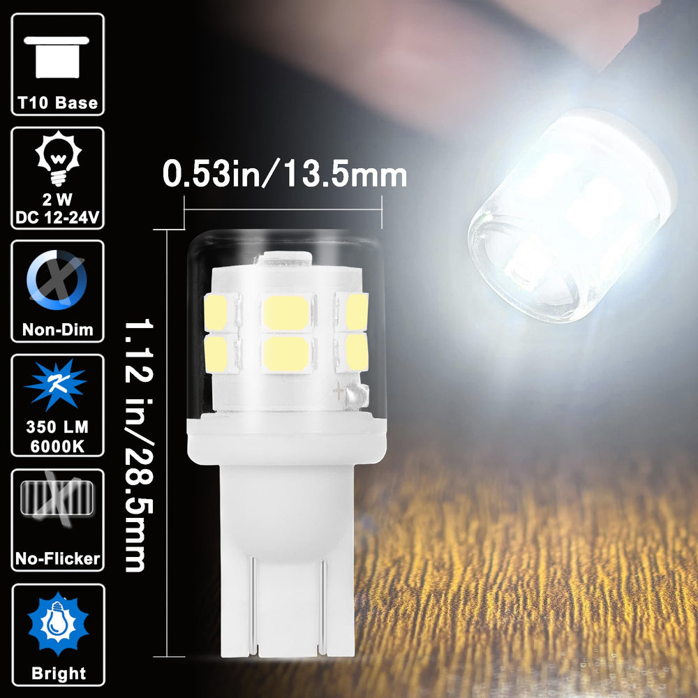 Ziomitus T10 LED bulb compact size suits tight dome light fixtures.