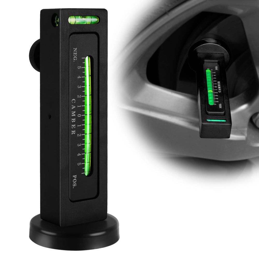 Ziopetru camber tool with magnetic hub attachment for secure wheel alignment.