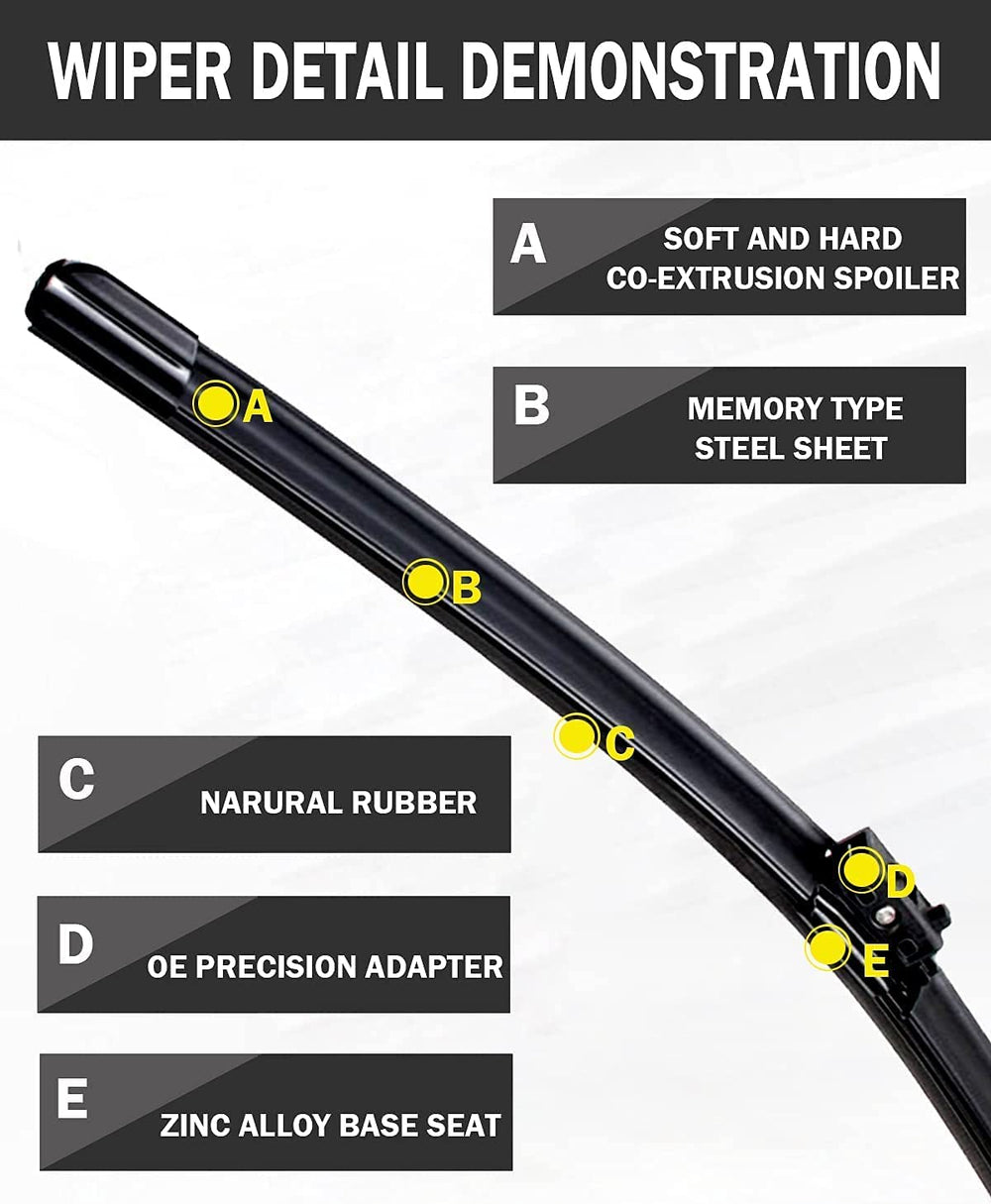 ZIXMMO wiper blades installation-ready with OE-style adapter