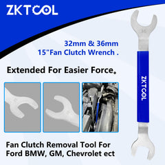 ZKTOOL 36mm fan clutch wrench preparing a clutch removal