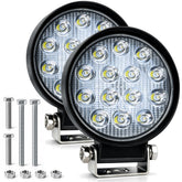 Zmoon 84W round LED offroad light front view delivering bright 6000K daylight beam.