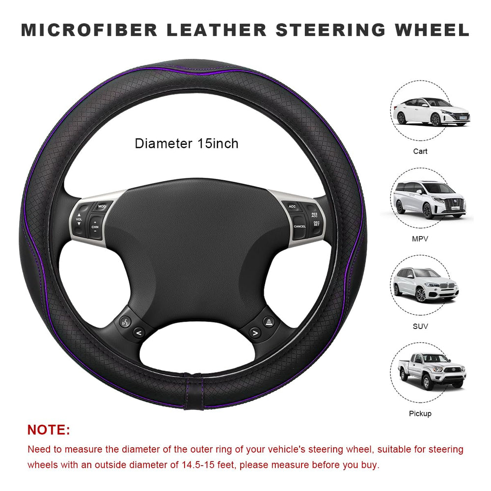 ZNDAW leather steering cover soft touch for comfortable driving.