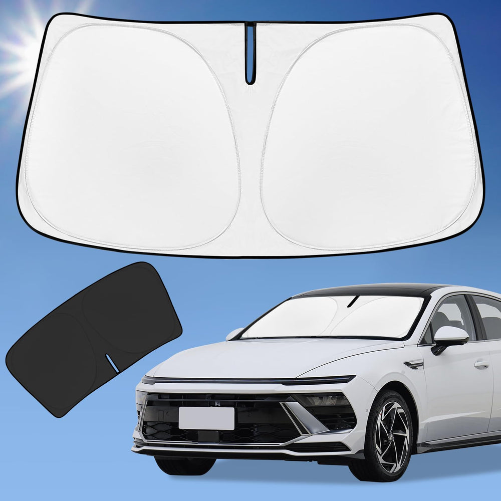 ZOIBV Sun Shade for Hyundai Sonata front windshield blocks heat and UV rays, keeping cabin cooler.