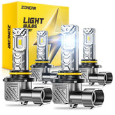 ZonCar 9005/9006 bulbs front view with CSP LEDs for brighter night driving