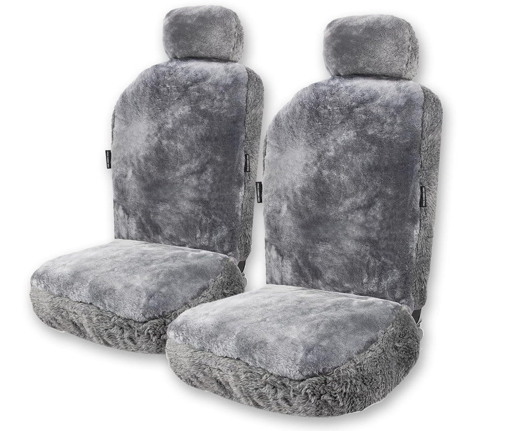 ZONETECH sheepskin seat cover full set demonstrates universal fit and plush Merino wool.