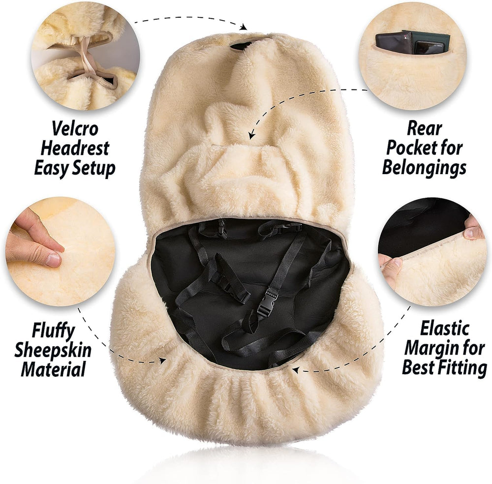 ZONETECH all-season Merino wool seat cover provides warmth and breathability
