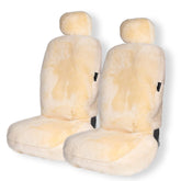 ZONETECH Ivory sheepskin seat cover front view for luxurious all-season comfort