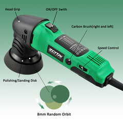 ZOTA 380W motor delivers smooth, low-noise operation for car detailing.