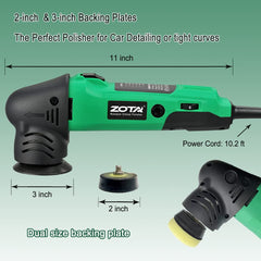 ZOTA Mini Polisher with a 2-inch plate for tight spots and headlights.
