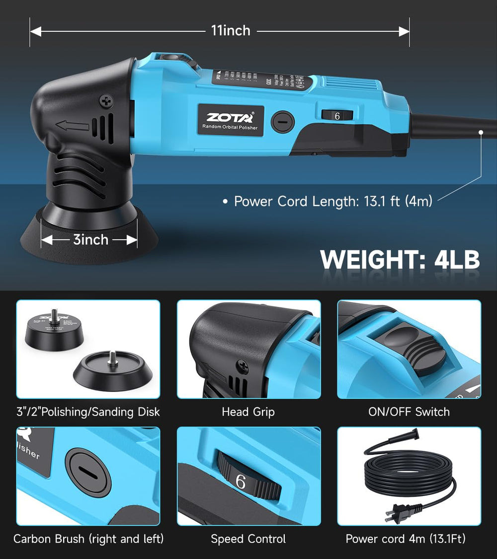 ZOTA polisher kit accessories with backing plates and pads.