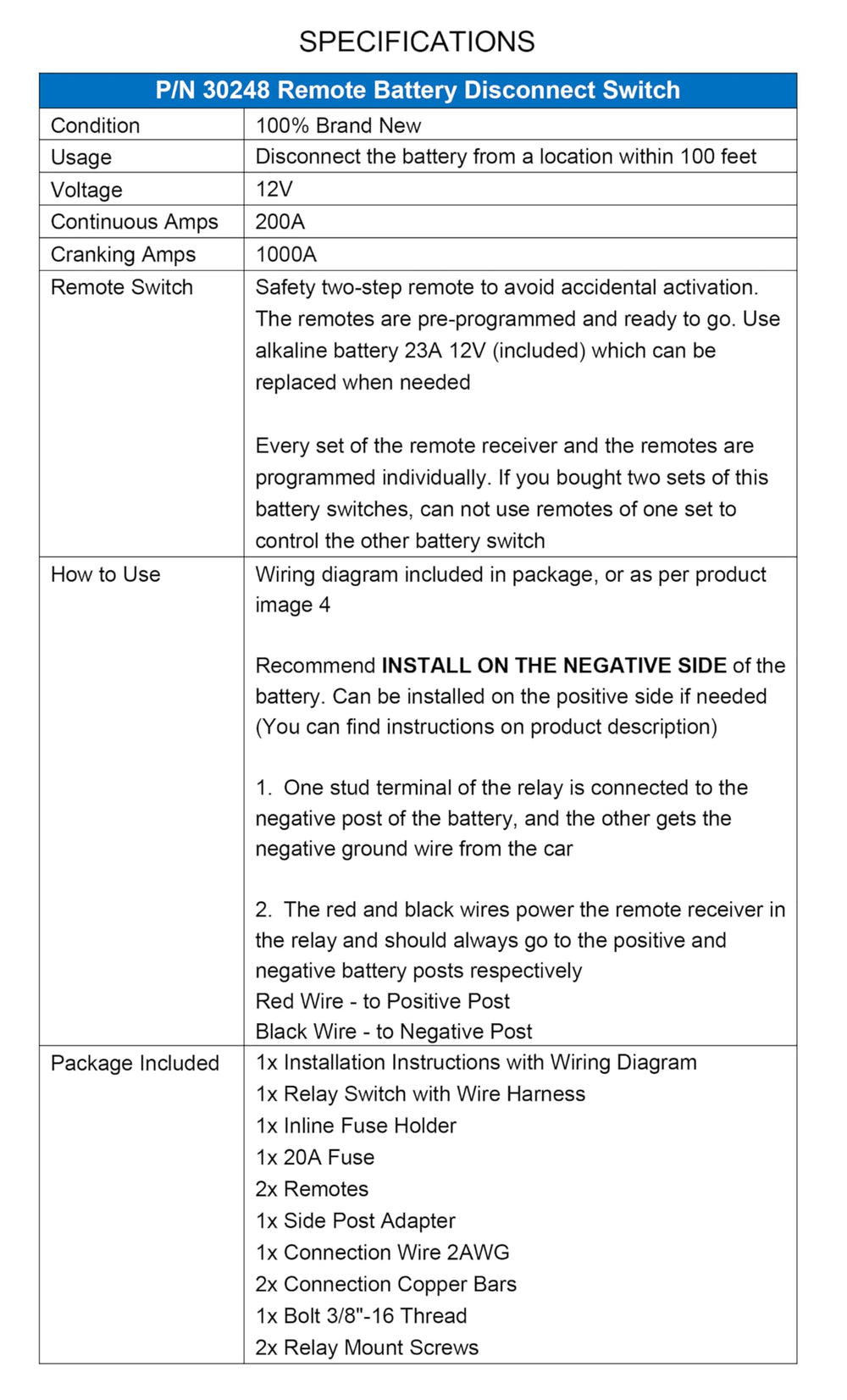 ZOZOMOTORS battery switch kit for cars, trucks, RVs, and more.