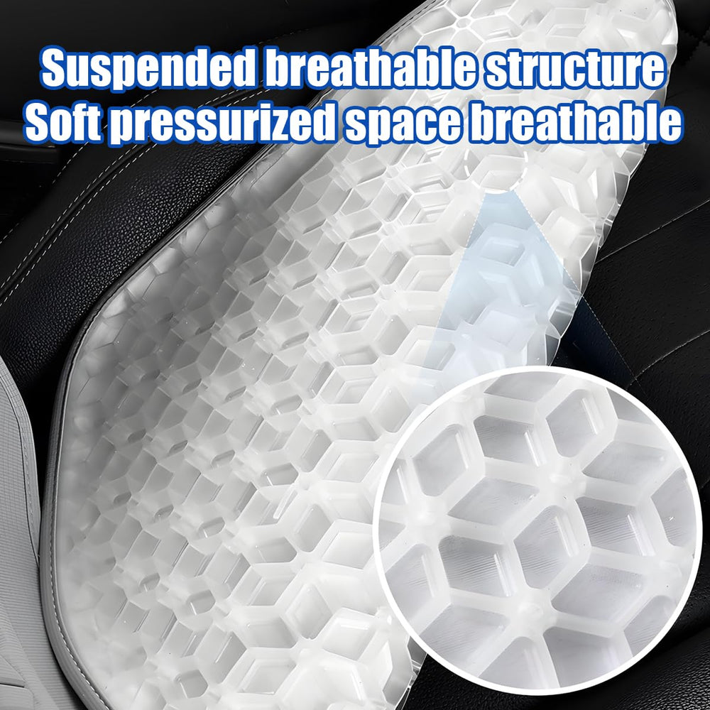 Zpana gel seat cushion fits most cars at 18 by 18 inches for universal use.