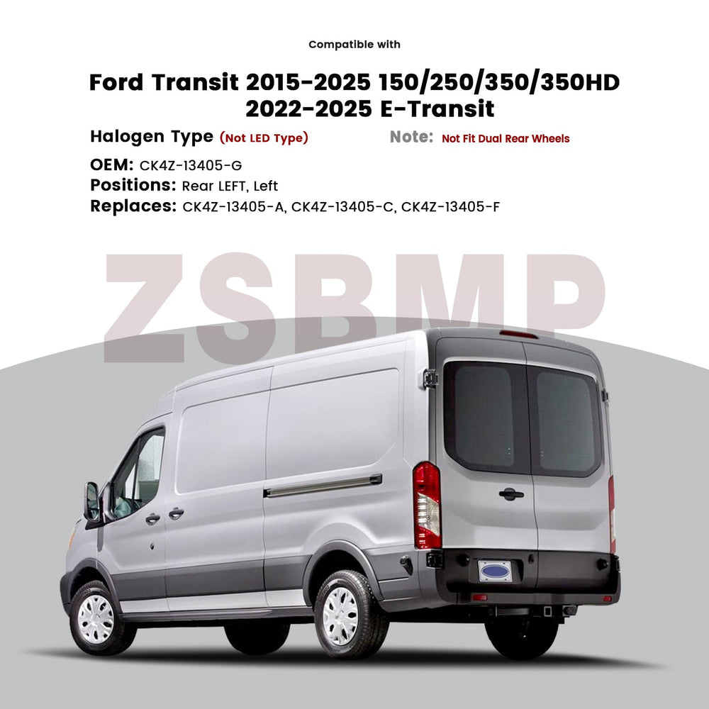 ZSBMP tail light housing assembly for Ford Transit provides weather resistance.