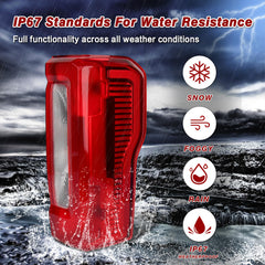Close-up of ZSBMP rear light lens showing durable polycarbonate construction.