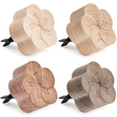 Zubebe Aroma wood diffuser 4-pack shown in a neat display for car and room use