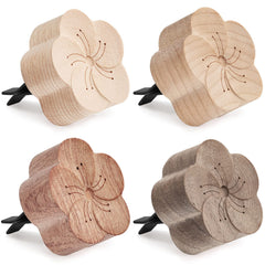 Zubebe Aroma wood diffuser 4-pack shown in a neat display for car and room use