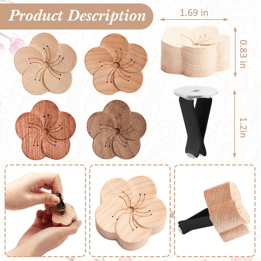 Zubebe Aroma wood diffuser plum blossom design with natural wood grain