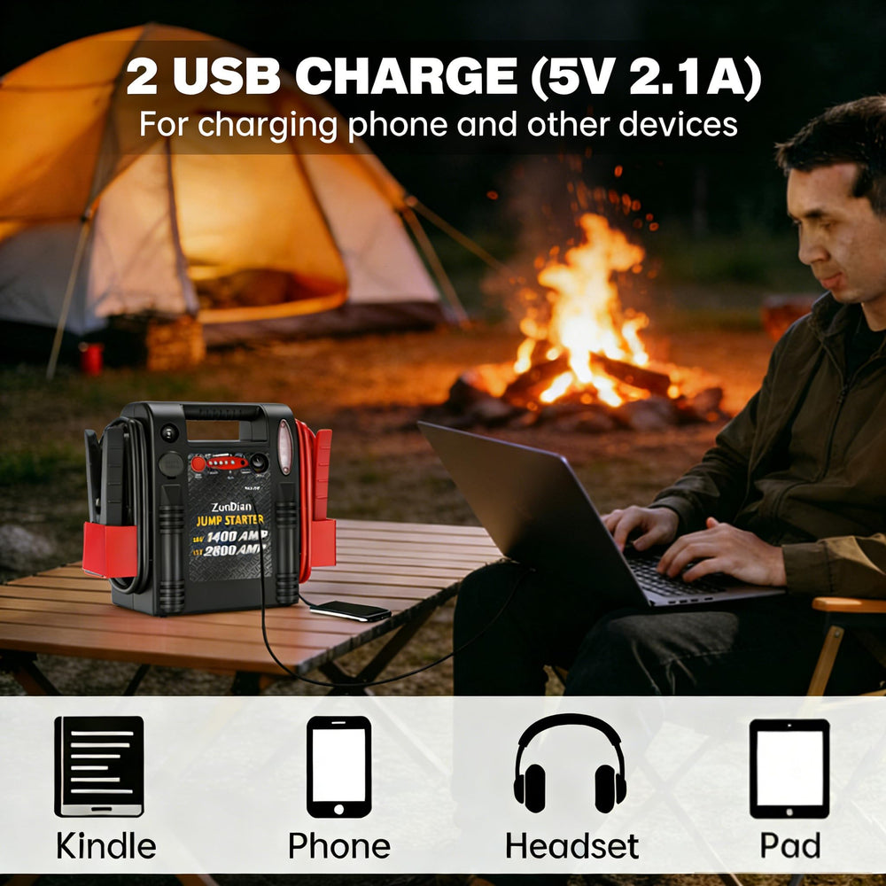ZunDian jump starter ready for outdoor use during camping and off-road trips.